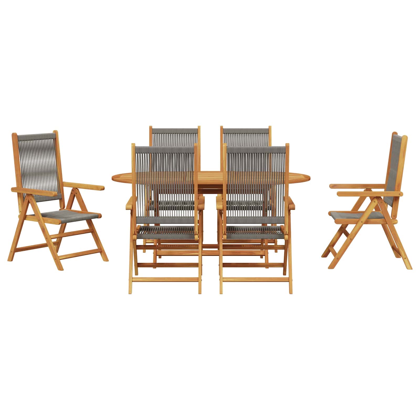 Garden Dining Set Folding 7 pcs Grey Solid Acacia Wood