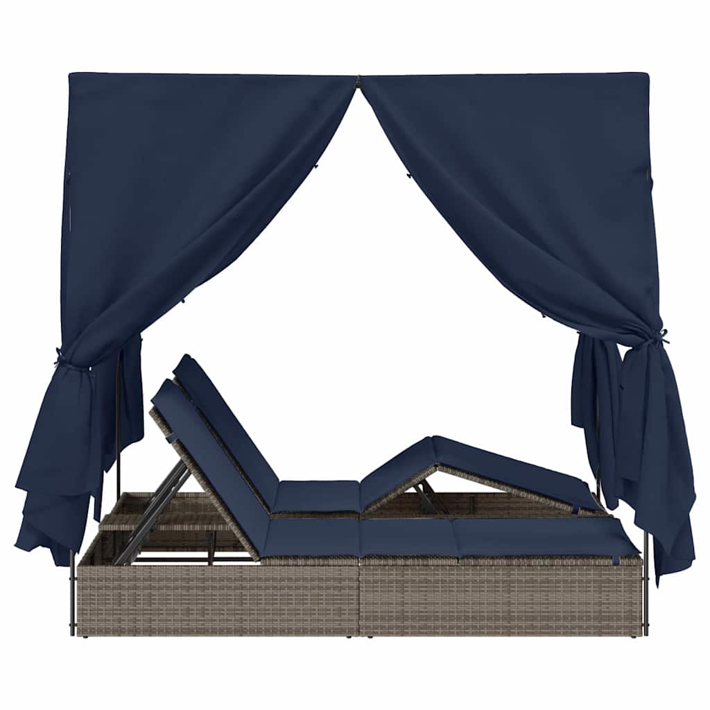 Double Sun Lounger Black 205 x 129 x 200 cm Poly Rattan