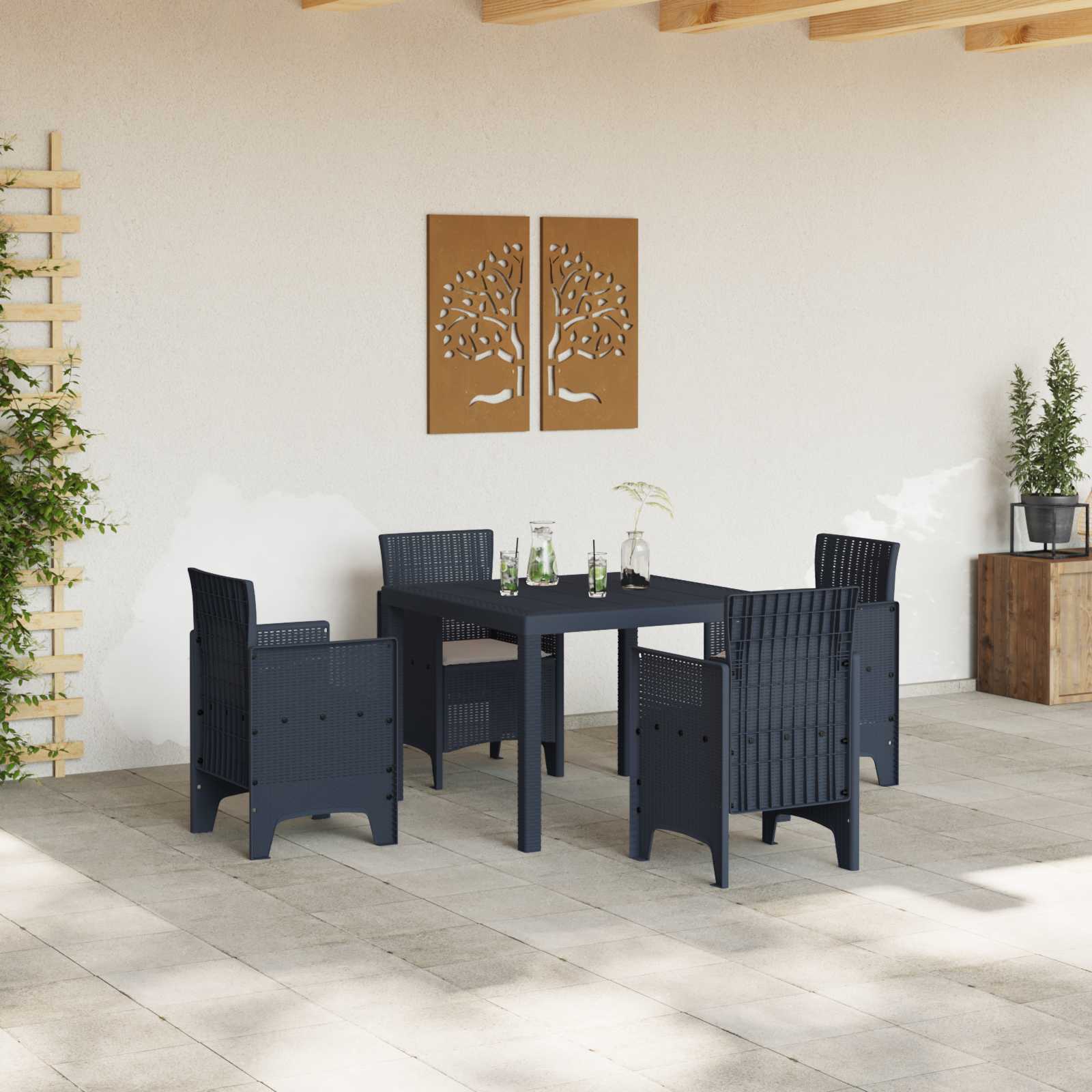 Garden Dining Set 5 pcs Anthracite Polypropylene