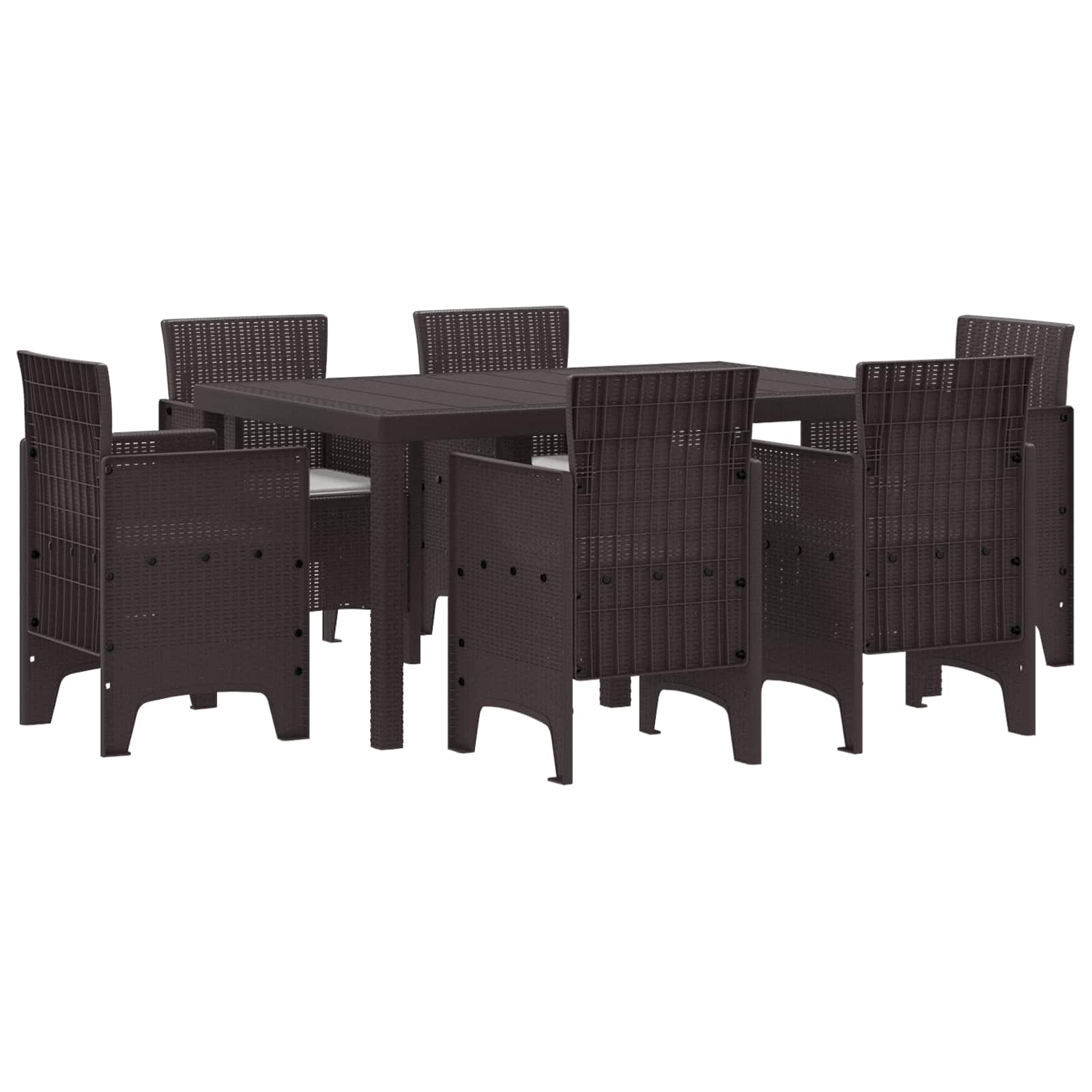 Garden Dining Set 7 pcs Brown Polt rattan
