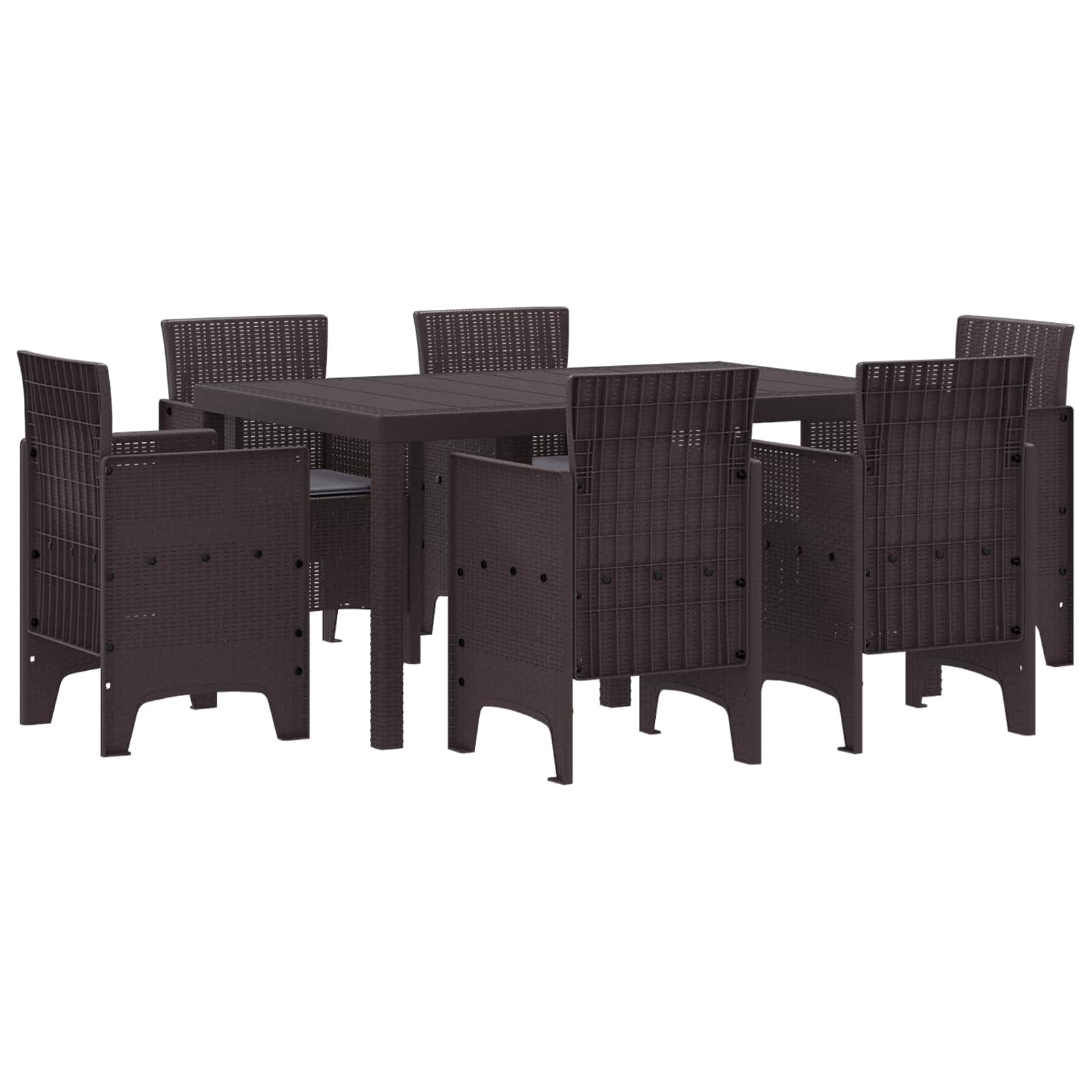 Garden Dining Set 7 pcs Brown Polt rattan