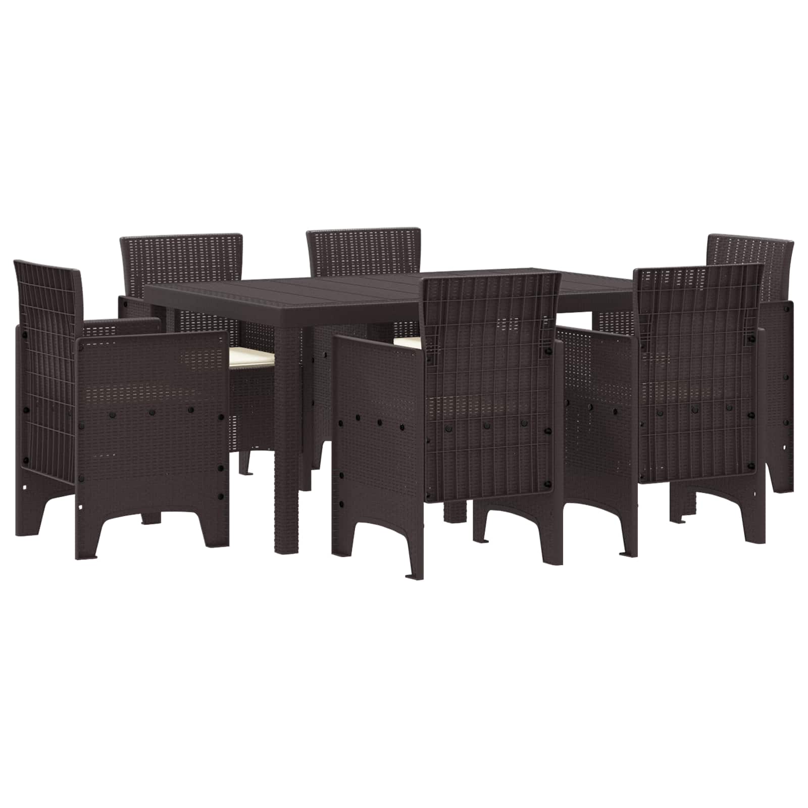 Garden Dining Set 7 pcs Brown Polt rattan