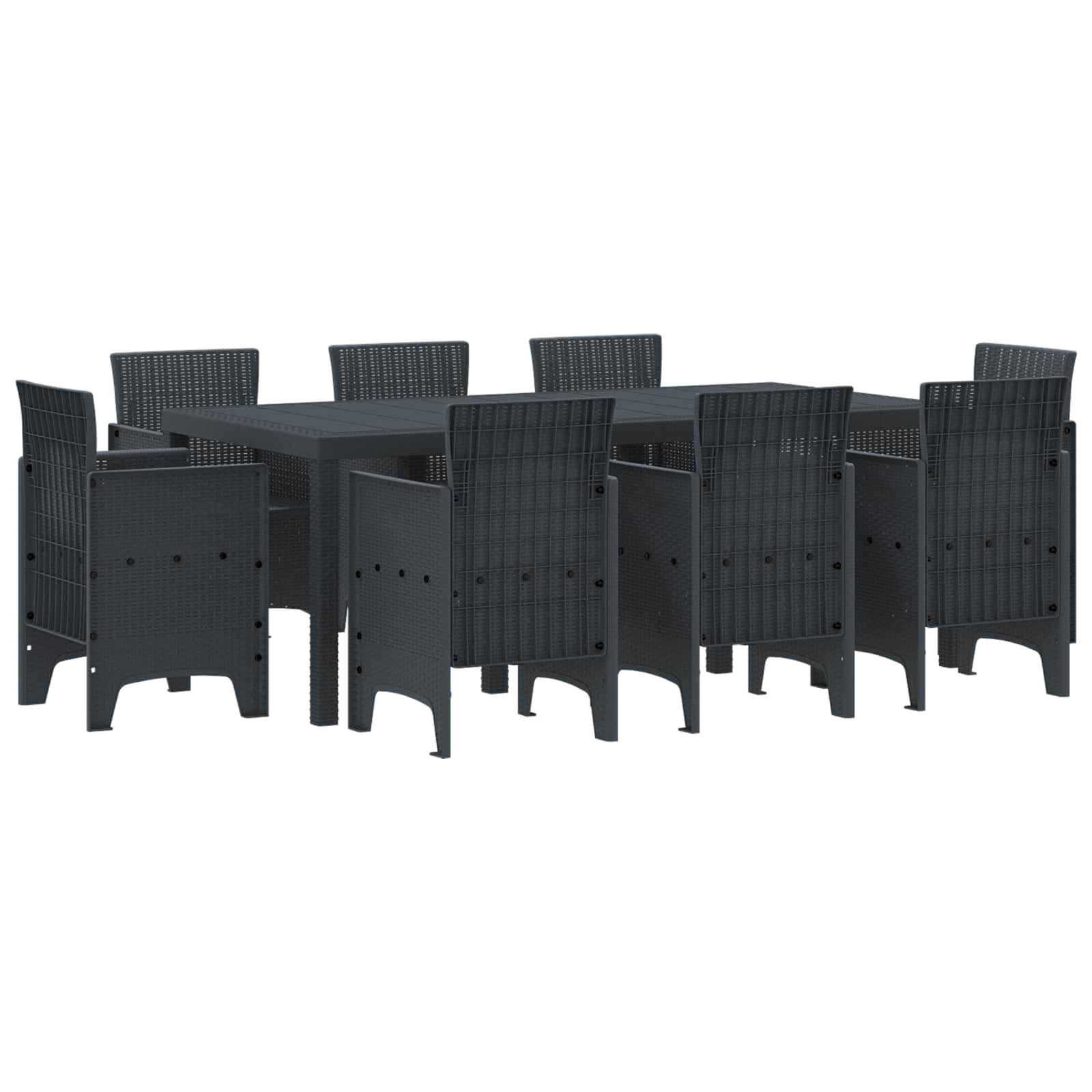 Garden Dining Set 9 pcs Anthracite Polypropylene