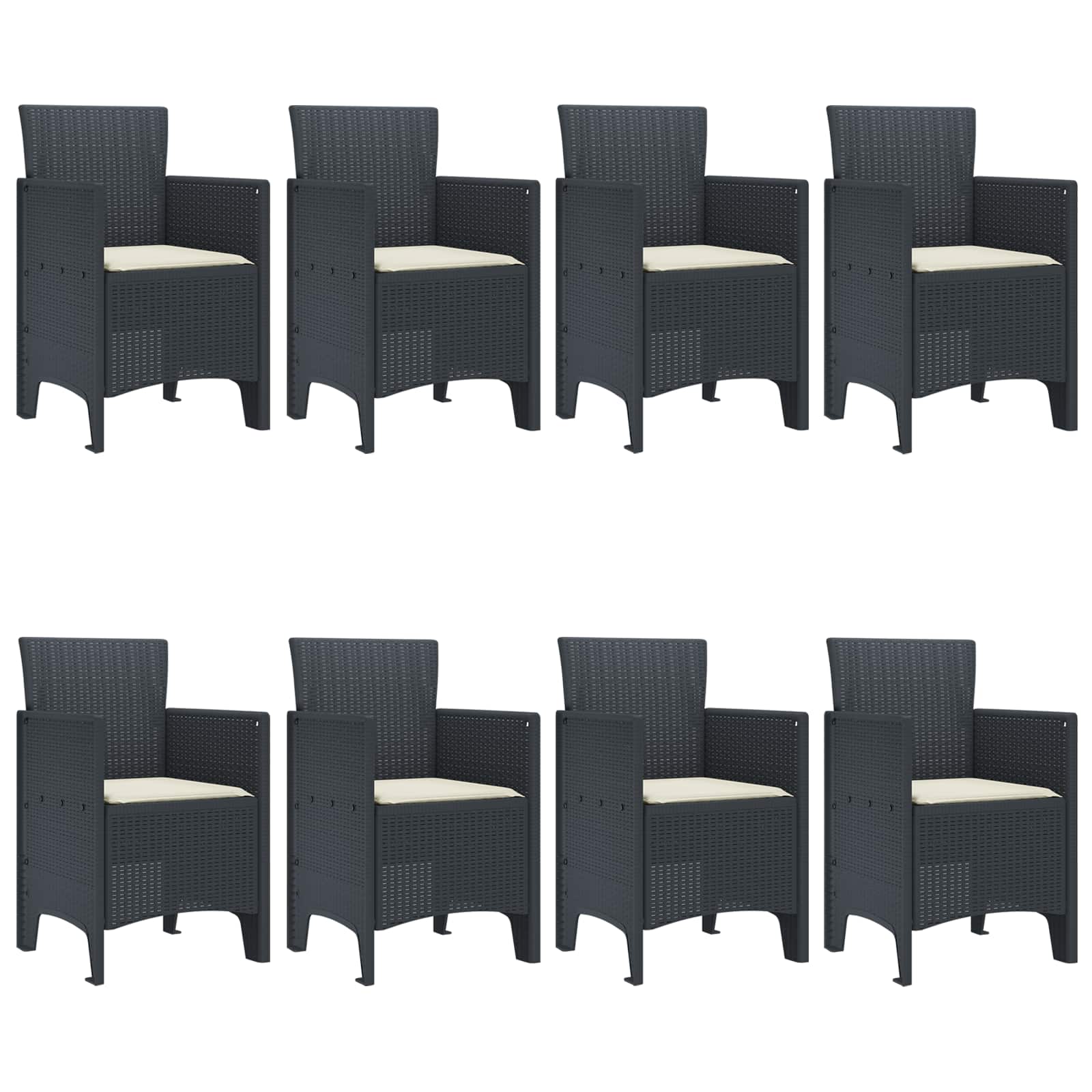 Garden Dining Set 9 pcs Anthracite Polypropylene