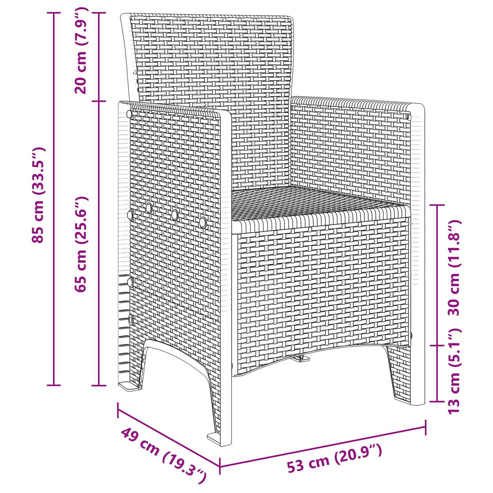 Garden Dining Set 9 pcs Brown Polypropylene