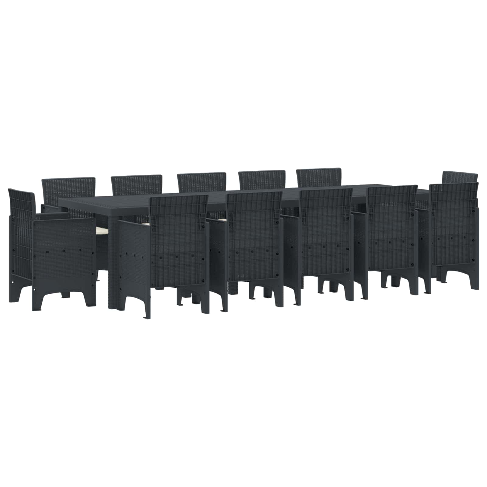 Garden Dining Set with Cushion 13 pcs Anthracite Polyrattan