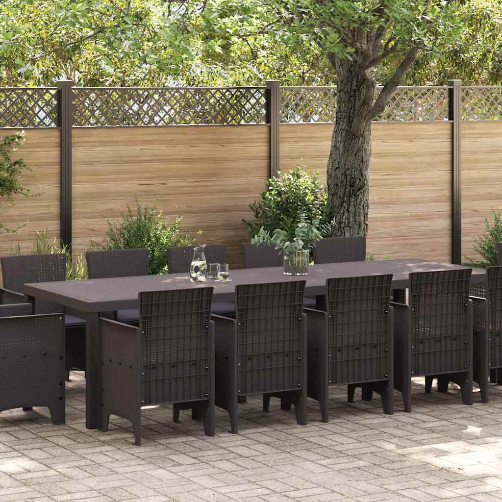 Garden Dining Set with Cushions 13 pcs Brown and Anthracite
