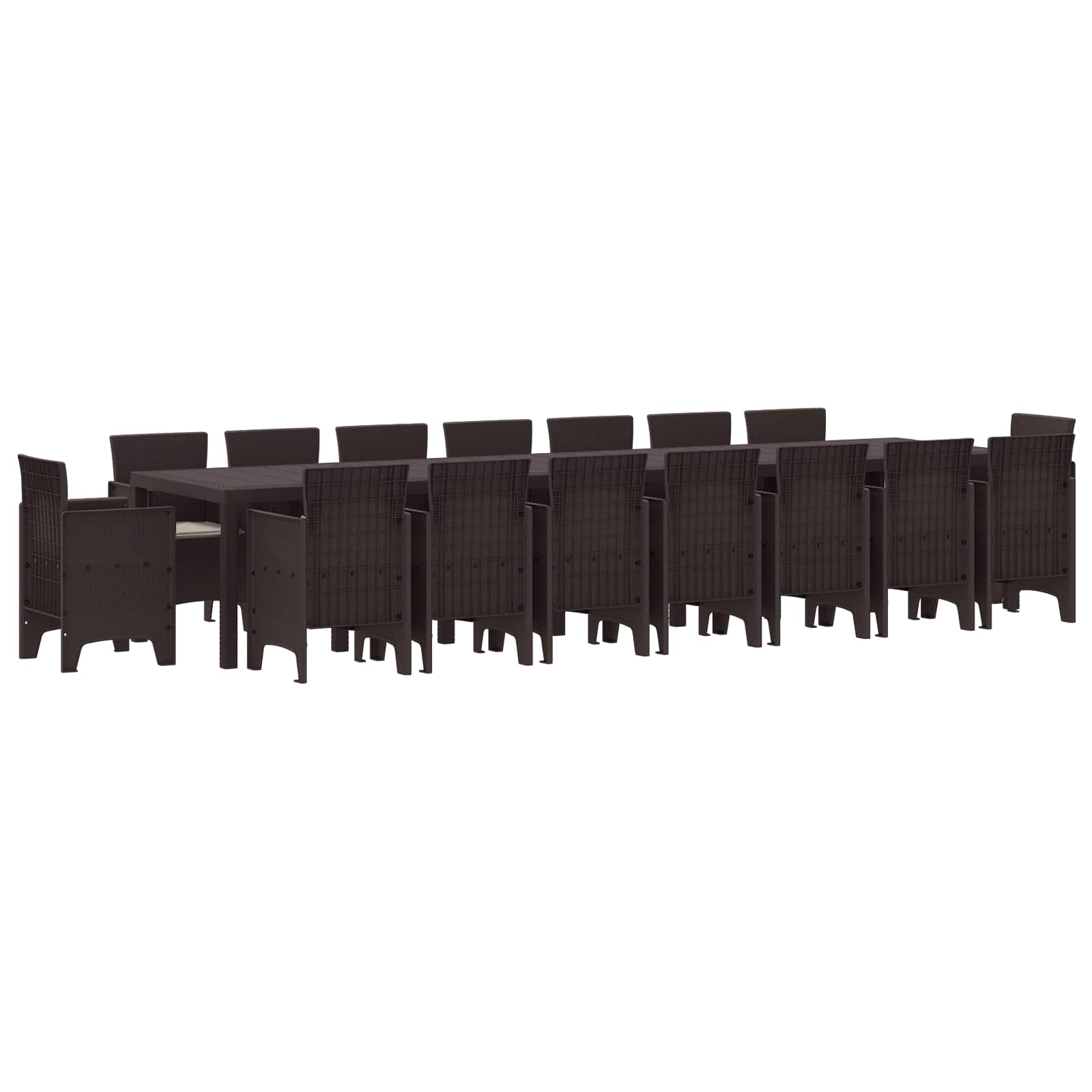 Garden Dining Set with Cushions 17 pcs Brown PP