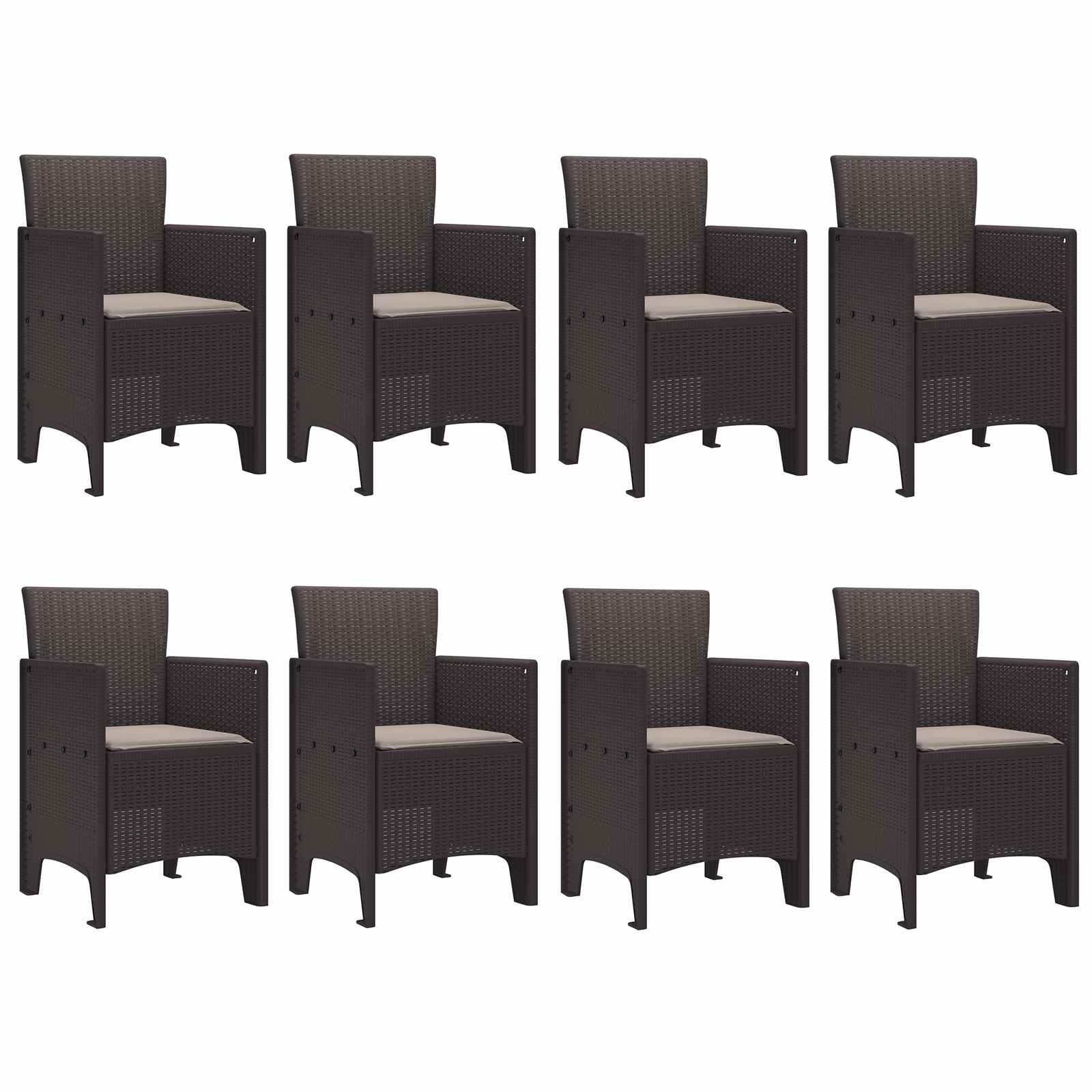 Garden Dining Set 9 pcs Brown Polypropylene