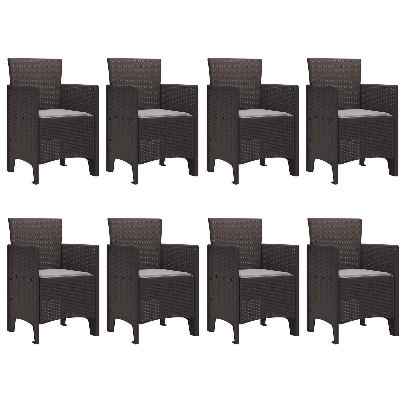 Garden Dining Set 9 pcs Brown Polypropylene