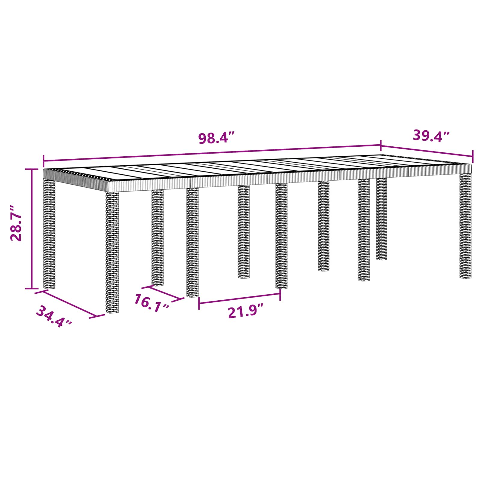 Garden Dining Set 9 pcs Brown Polypropylene