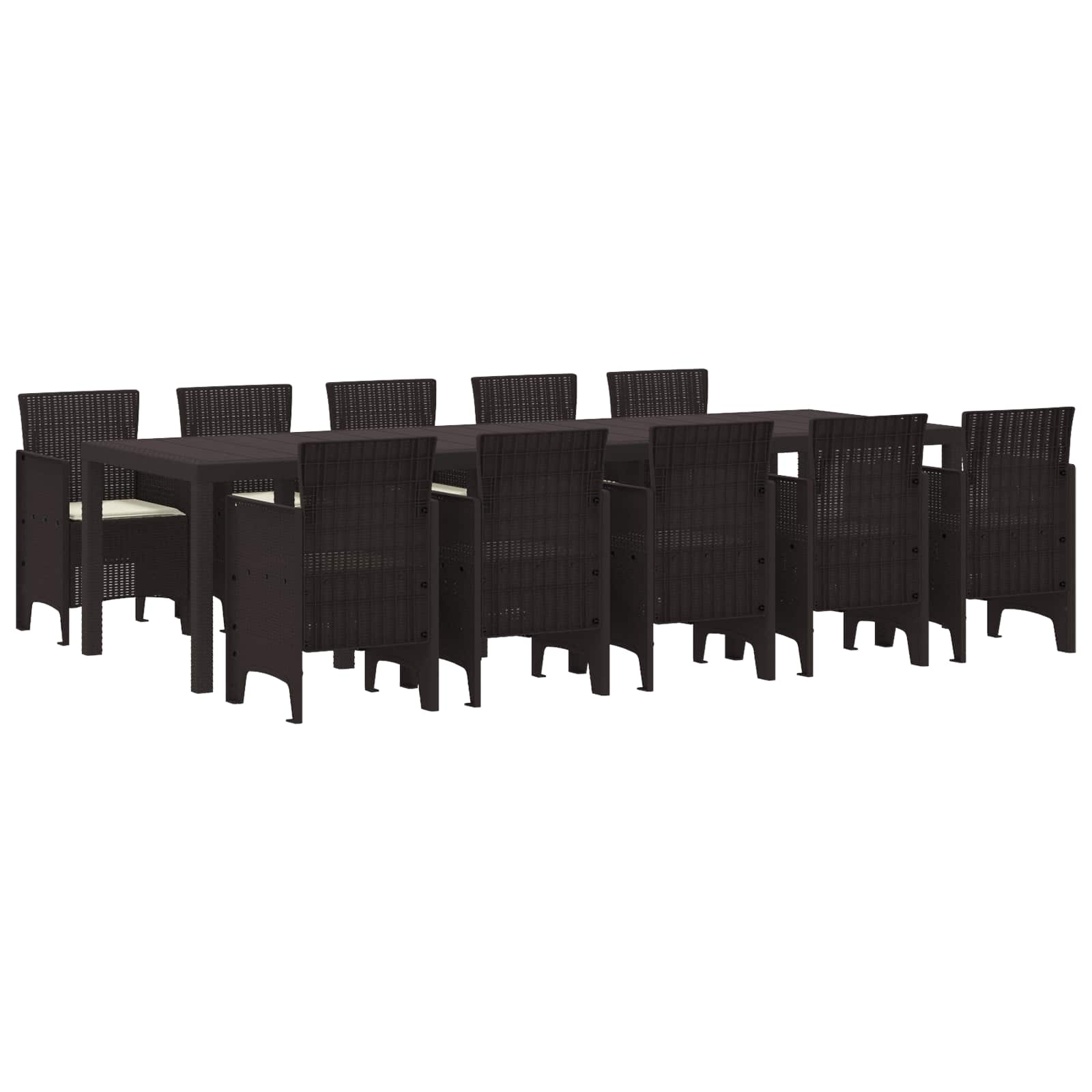 Garden Dining Set with Cushion 11 pcs Brown and Cream Rattan