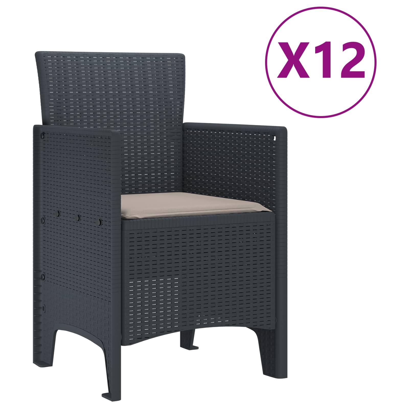 Garden Dining Set 13 pcs Anthracite Polt rattan