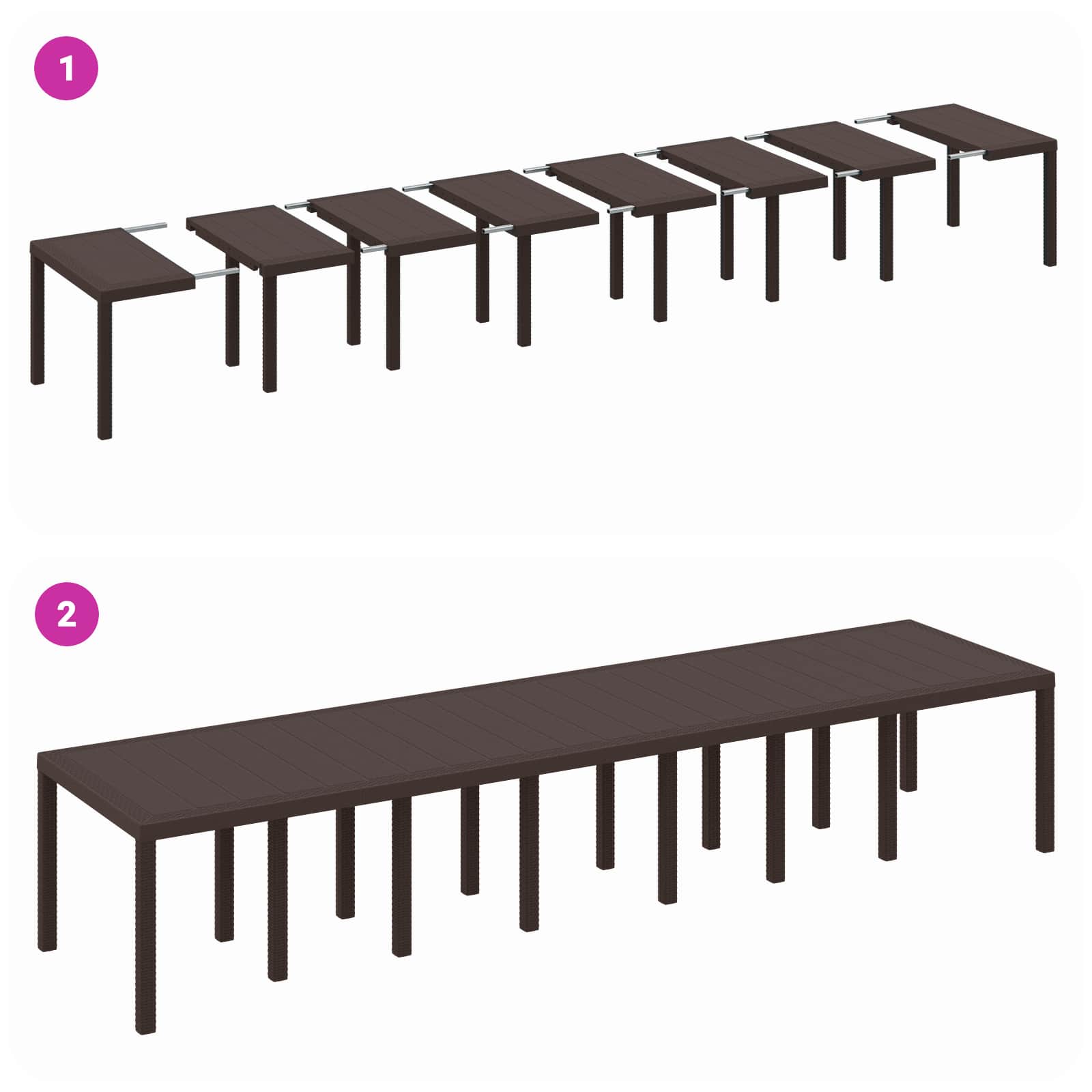 Garden Dining Set with Cushions 15 pcs Brown PP