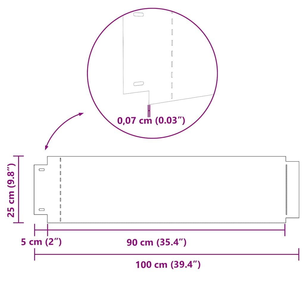 Lawn Edgings 5 pcs Silver 100 x 25 x 0,07 cm Galvanised Steel
