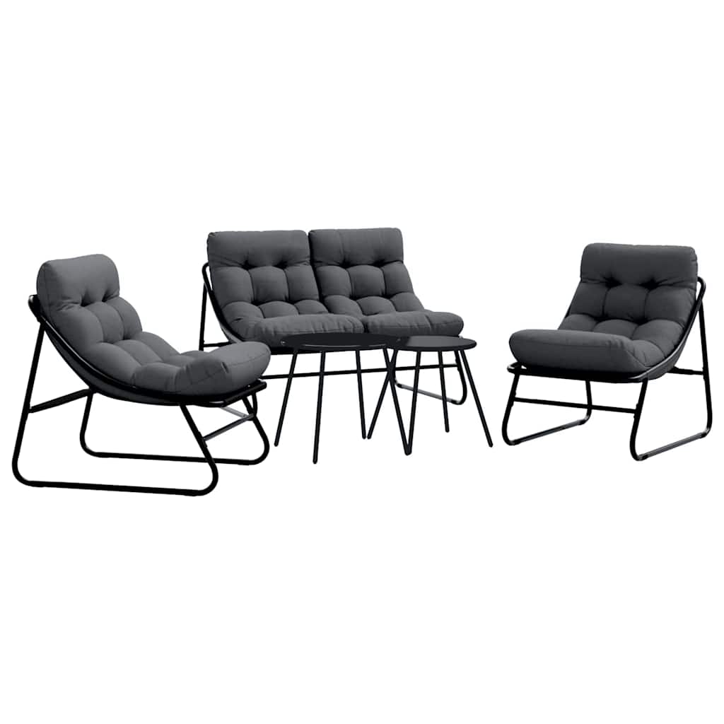 Garden Dining Set 5 pcs Black Steel