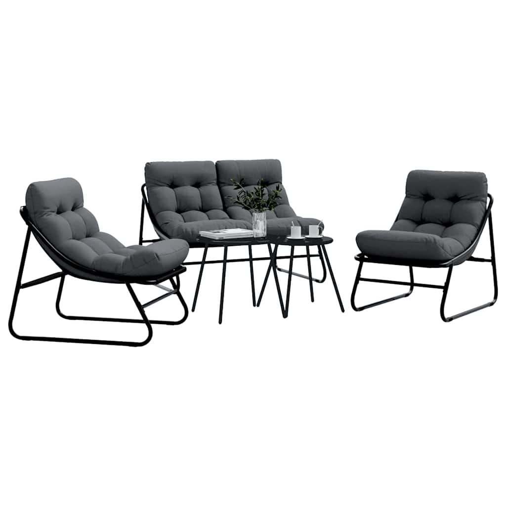 Garden Dining Set 5 pcs Black Steel