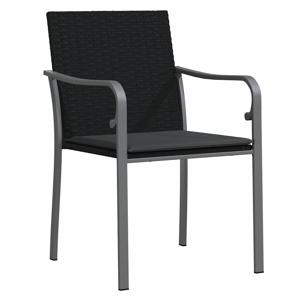 Garden Dining Set 3 pcs Black and Grey PE Rattan