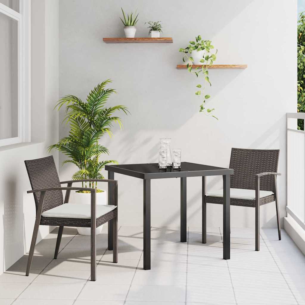 Garden Dining Set 3 pcs Brown and Black PE Rattan