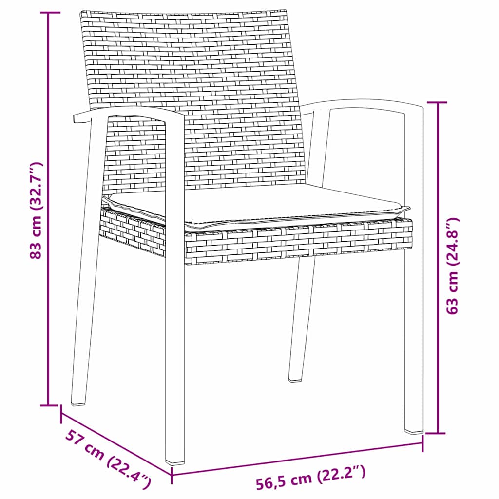 Garden Dining Set 3 pcs Brown and Black PE Rattan
