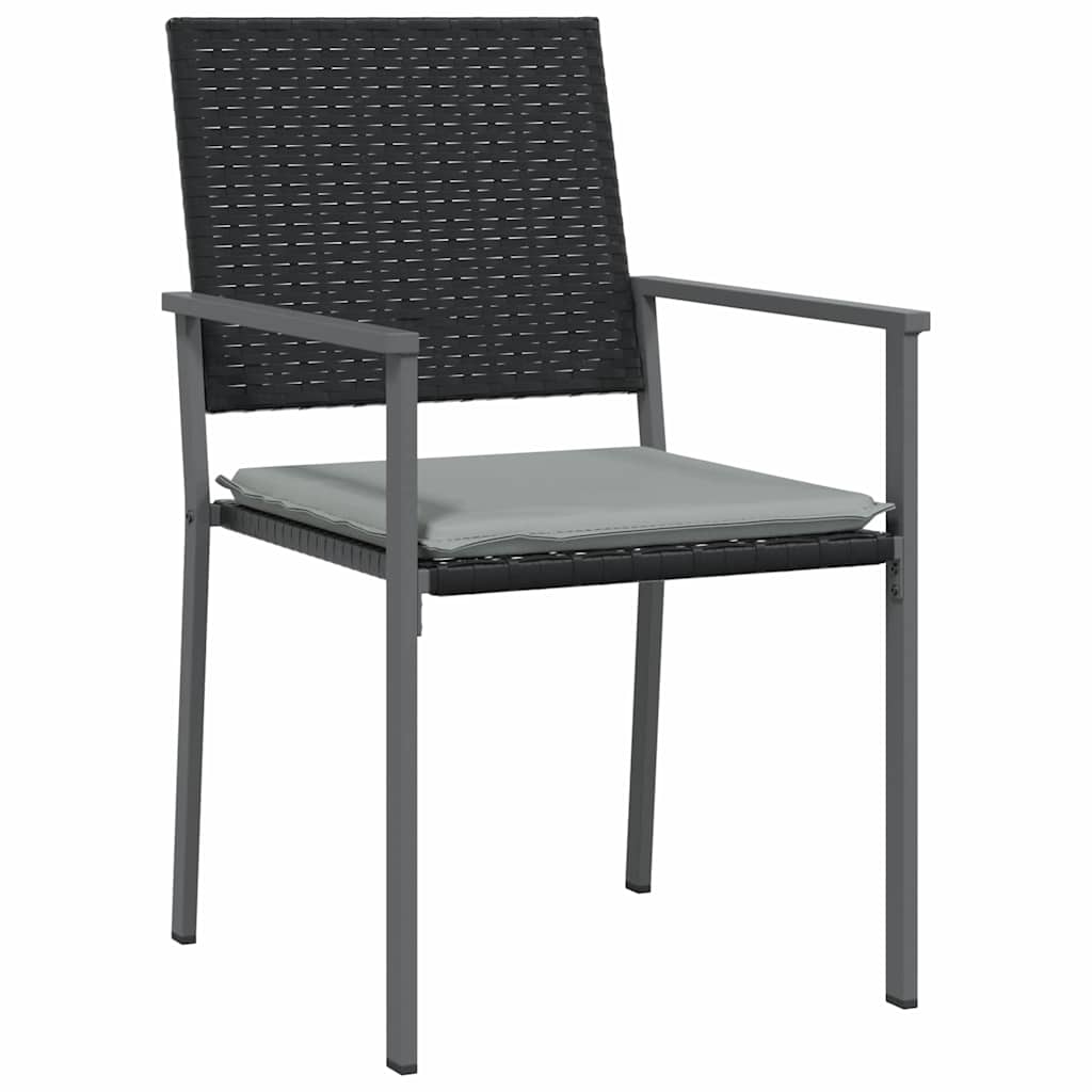 Garden Dining Set 3 pcs Black and Light Grey PE Rattan