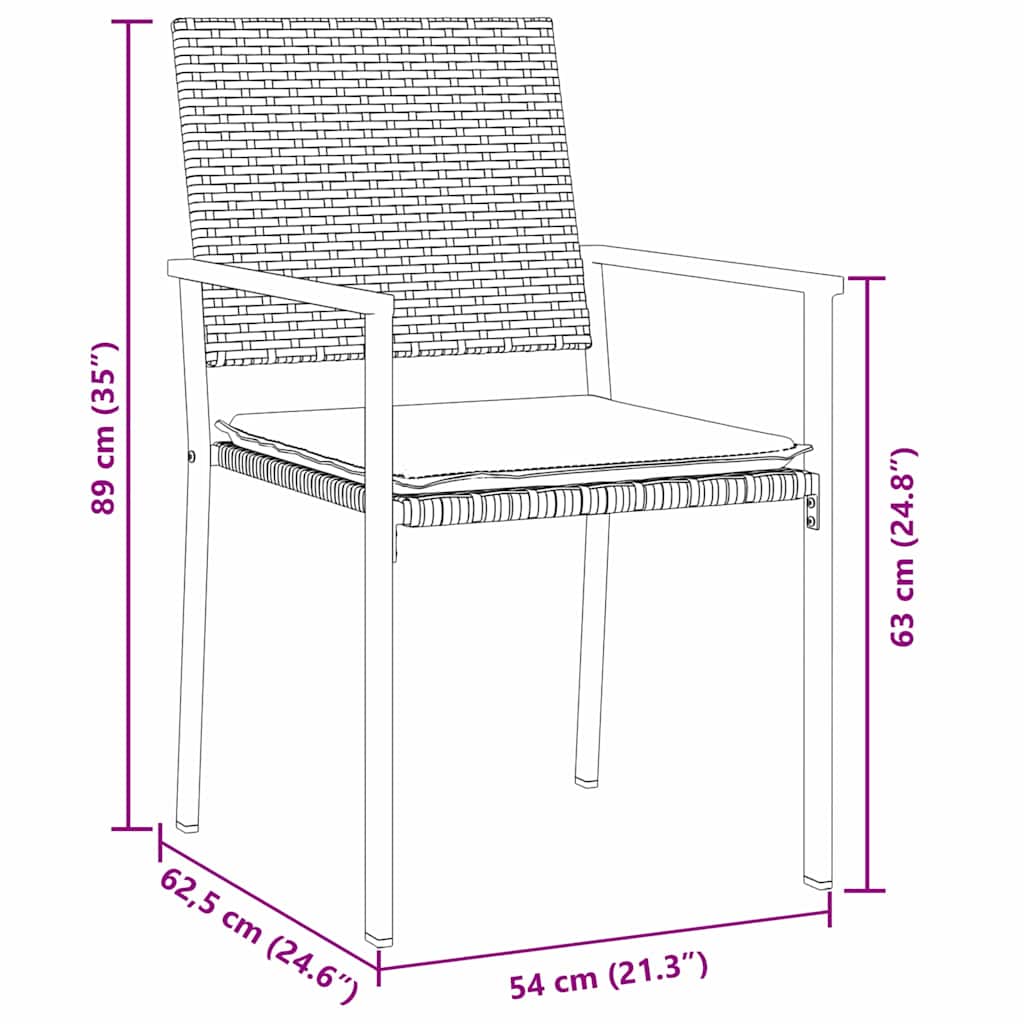 Garden Dining Set 3 pcs Black and Light Grey PE Rattan