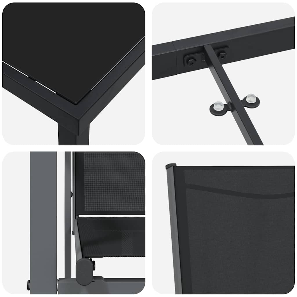 Garden Dining Set 5 pcs Black Powder-coated Steel