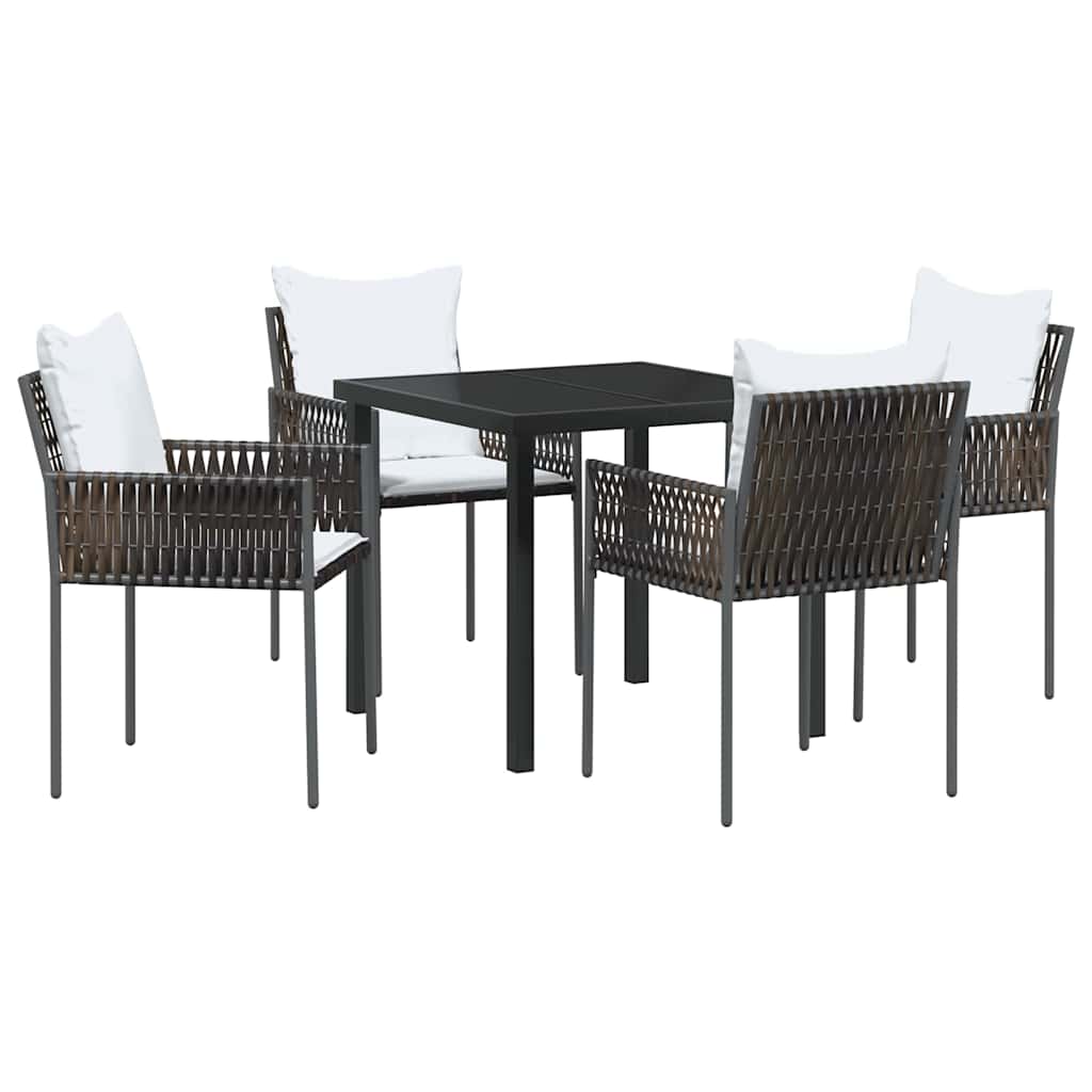 Garden Dining Set 5 pcs Brown and Black PE Rattan
