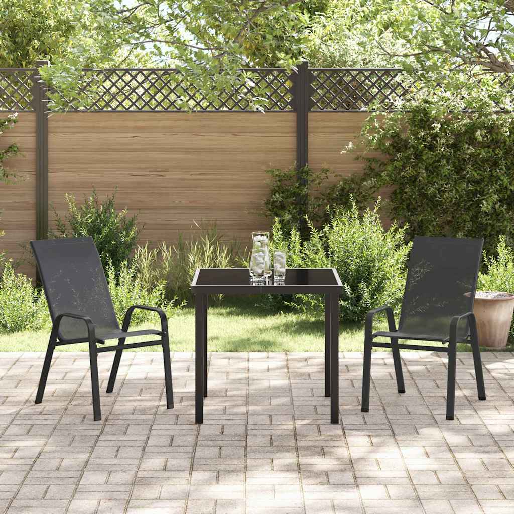 Garden Dining Set 3 pcs Black Powder-coated Steel