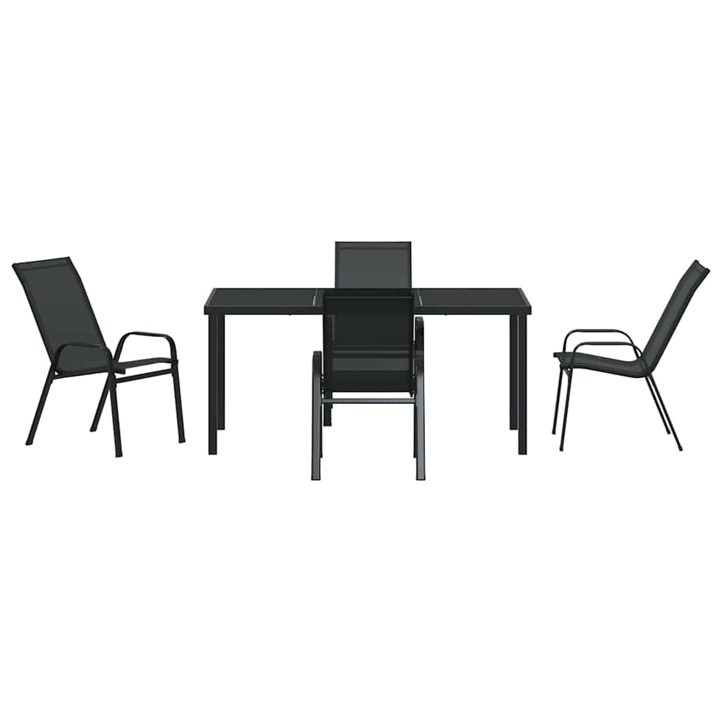 Garden Dining Set 5 pcs Black Powder-coated Steel