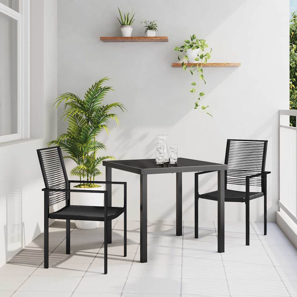 Garden Dining Set 3 pcs Black Powder-Coated Steel
