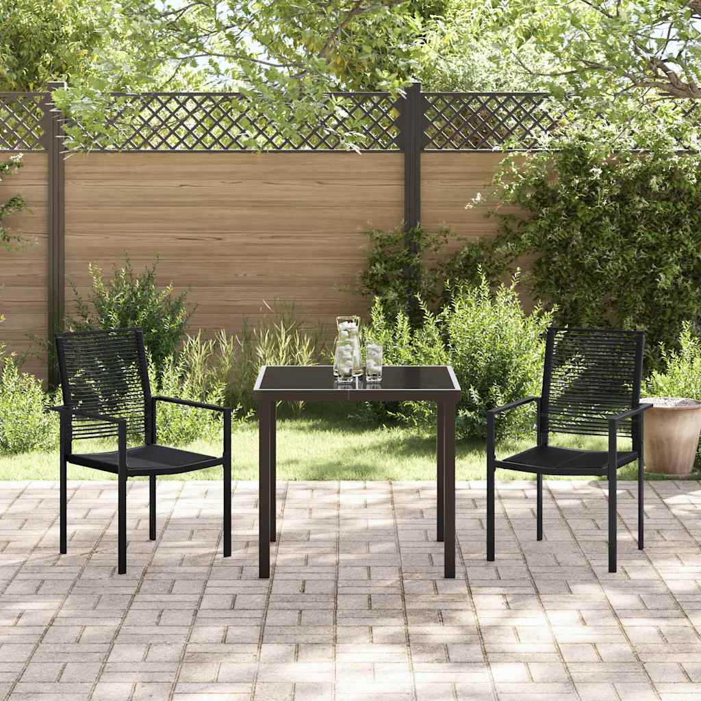 Garden Dining Set 3 pcs Black Powder-Coated Steel