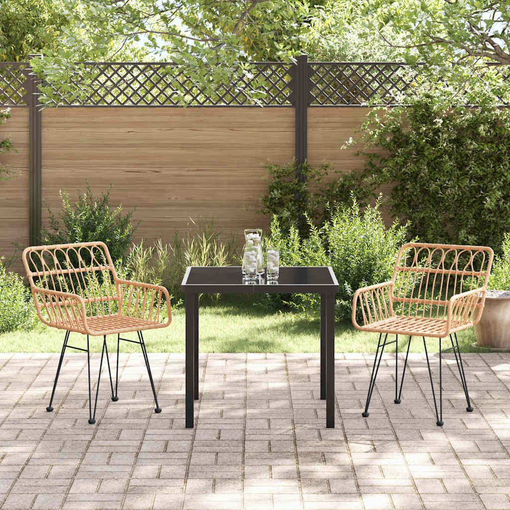 Garden Dining Set 3 pcs Brown Powder-Coated Steel