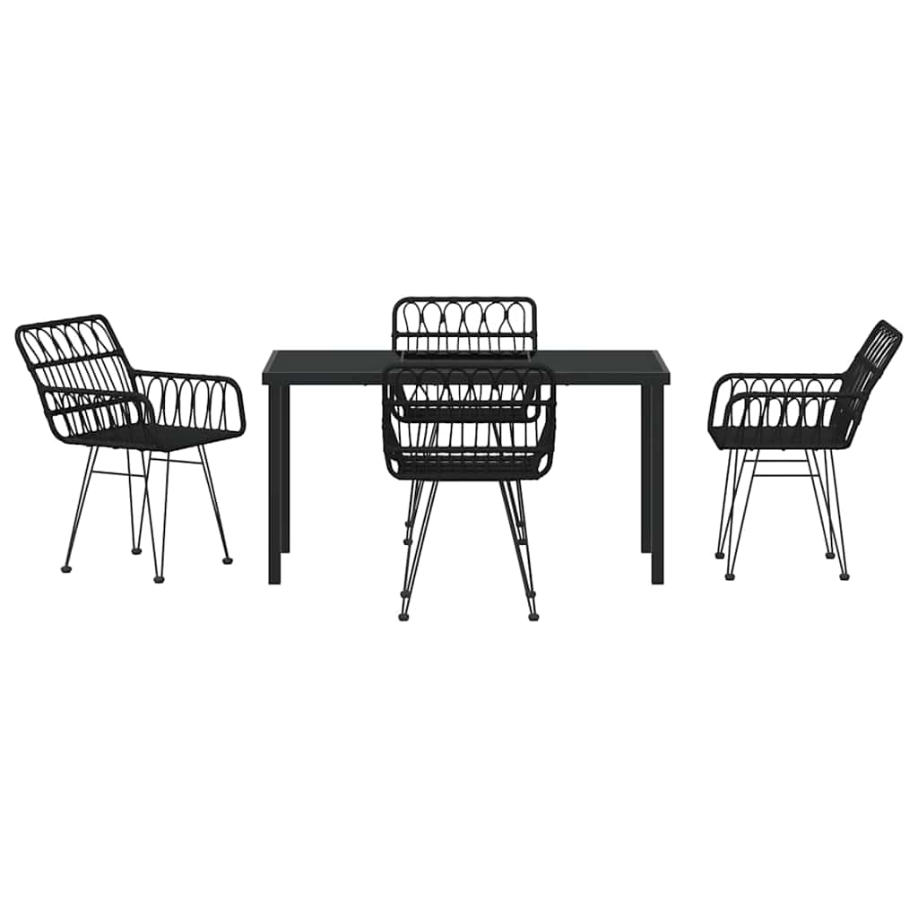 Garden Dining Set 5 pcs Black Powder-Coated Steel