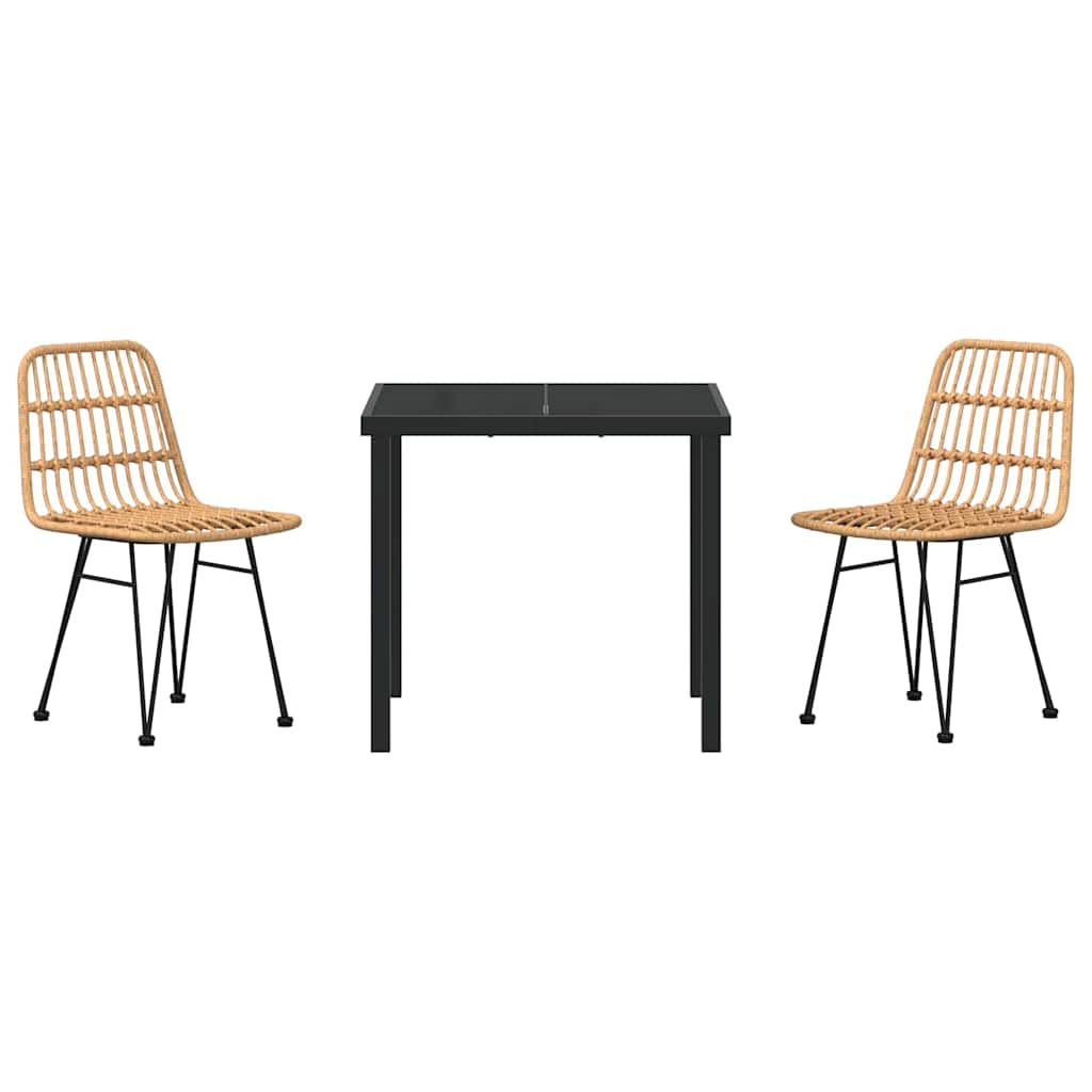 Garden Dining Set 3 pcs Brown Powder-Coated Steel