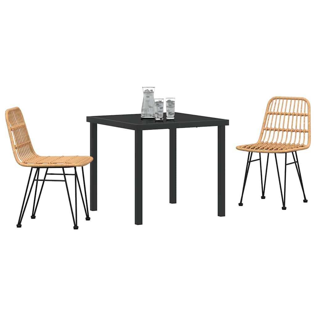 Garden Dining Set 3 pcs Brown Powder-Coated Steel