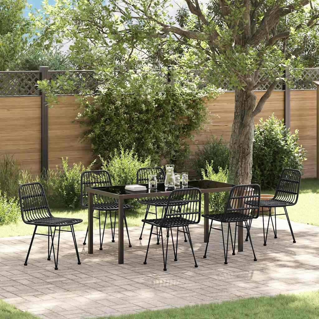 Garden Dining Set 7 pcs Black Powder-Coated Steel