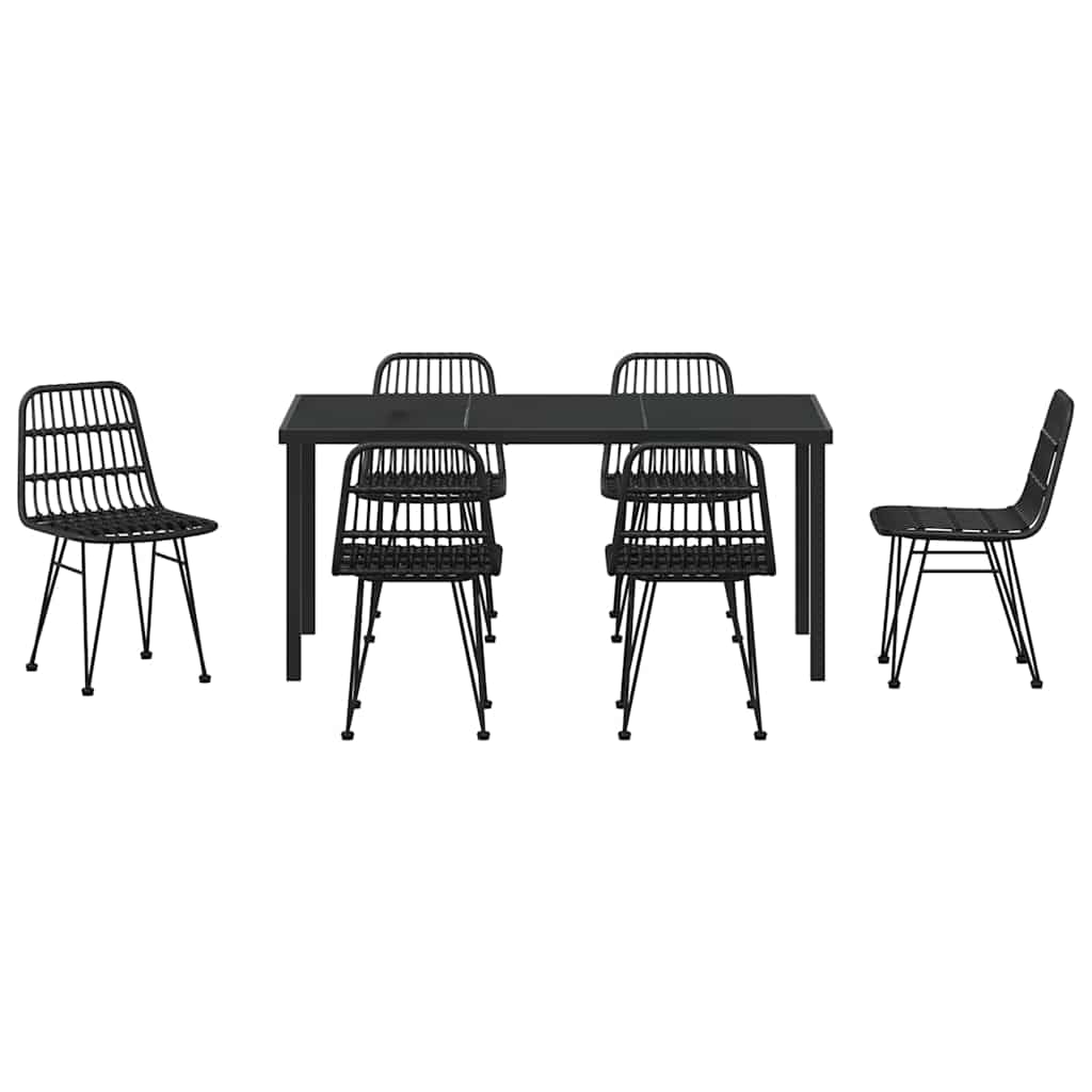 Garden Dining Set 7 pcs Black Powder-Coated Steel