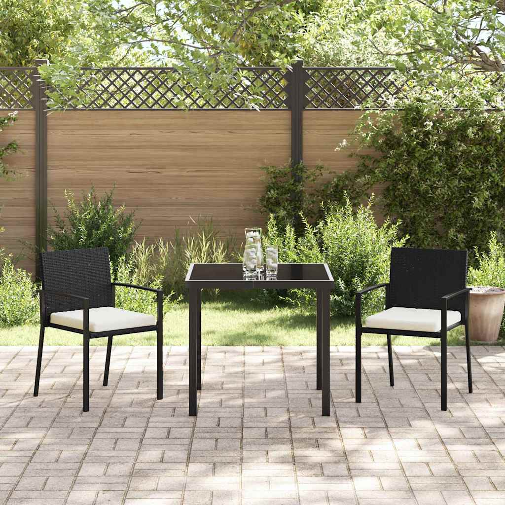 Garden Dining Set 3 pcs Black Powder-Coated Steel