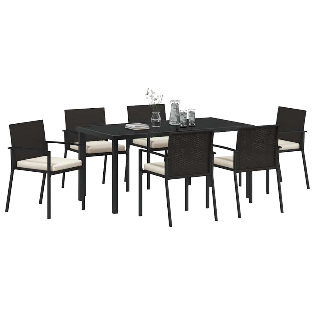 Garden Dining Set 7 pcs Black Powder-Coated Steel