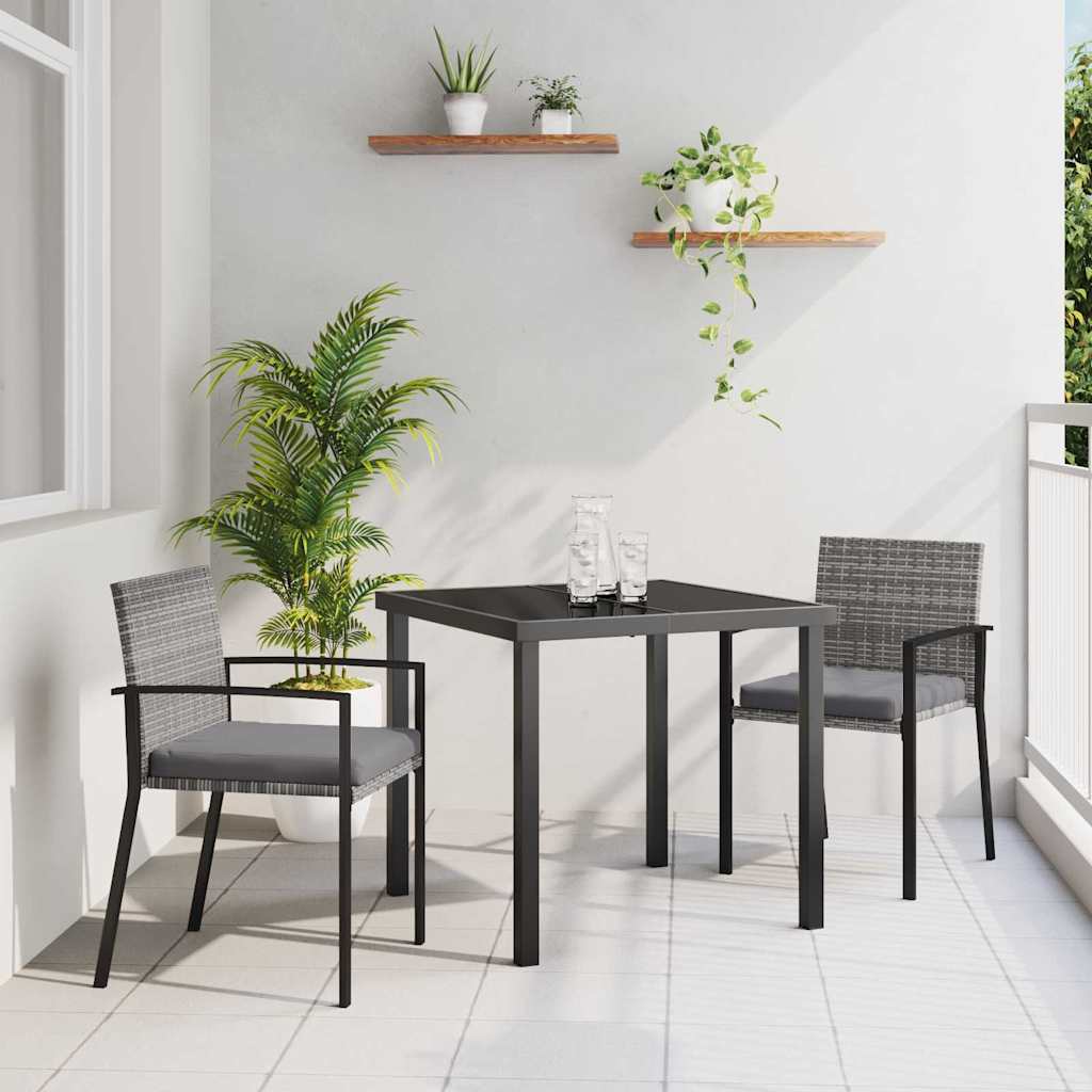 Garden Dining Set 3 pcs Grey Powder-Coated Steel
