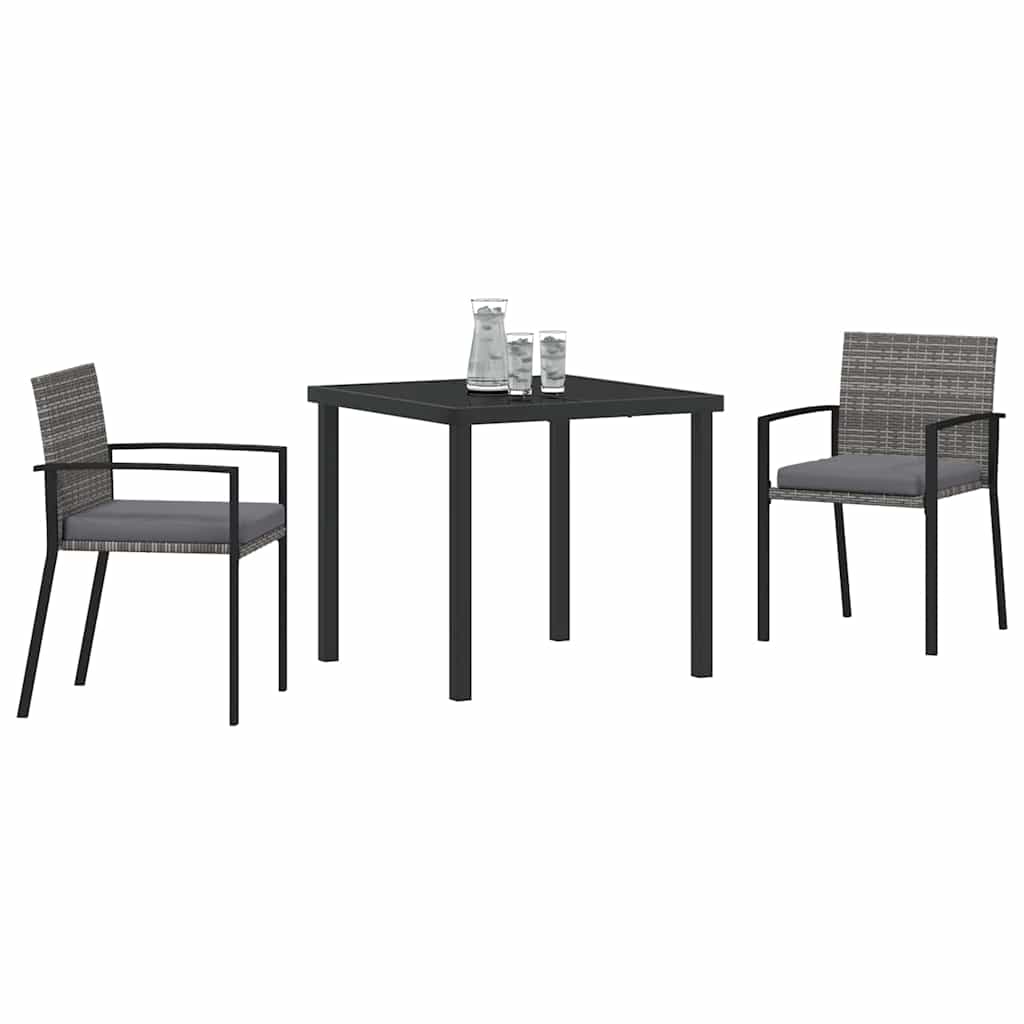 Garden Dining Set 3 pcs Grey Powder-Coated Steel