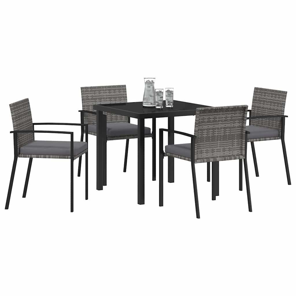 Garden Dining Set 5 pcs Grey Powder-Coated Steel