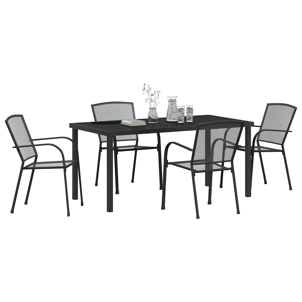 Garden Dining Set 5 pcs Anthracite Powder-Coated Steel