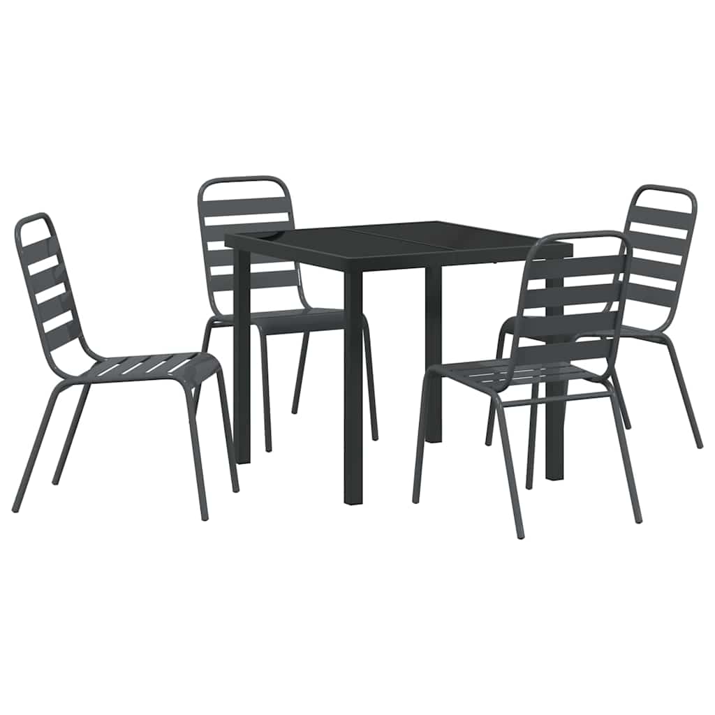 Garden Dining Set 5 pcs Anthracite Powder-Coated Steel