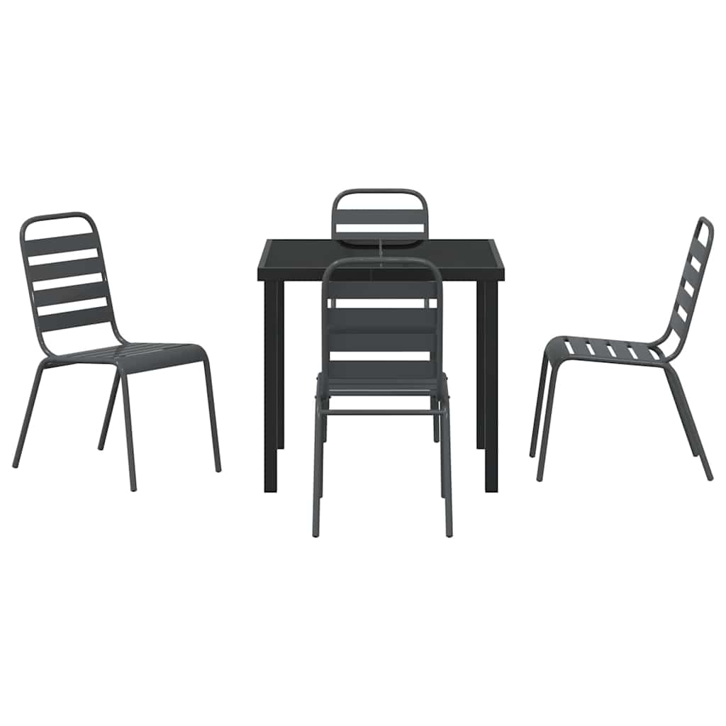 Garden Dining Set 5 pcs Anthracite Powder-Coated Steel