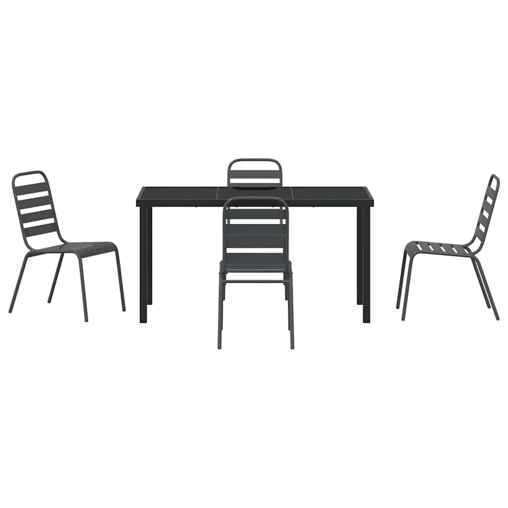 Garden Dining Set 5 pcs Anthracite Powder-Coated Steel