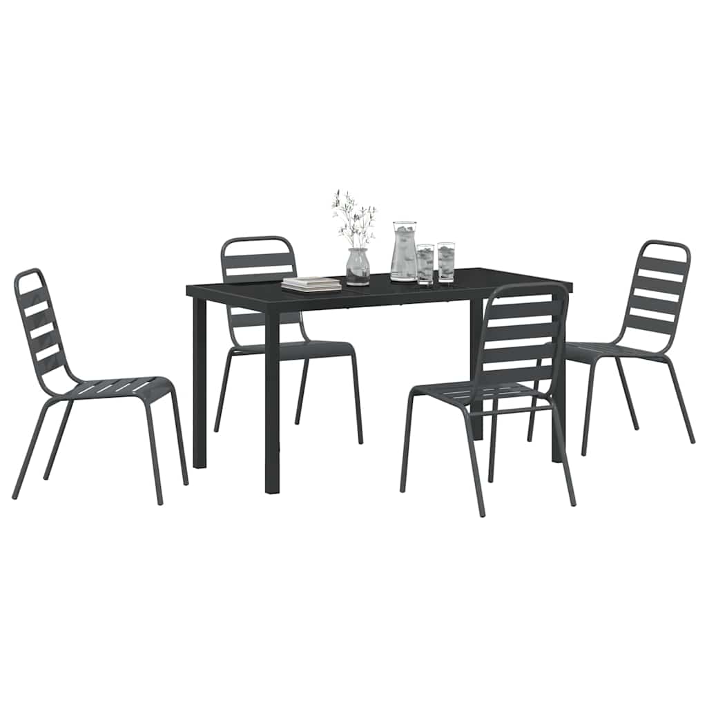Garden Dining Set 5 pcs Anthracite Powder-Coated Steel