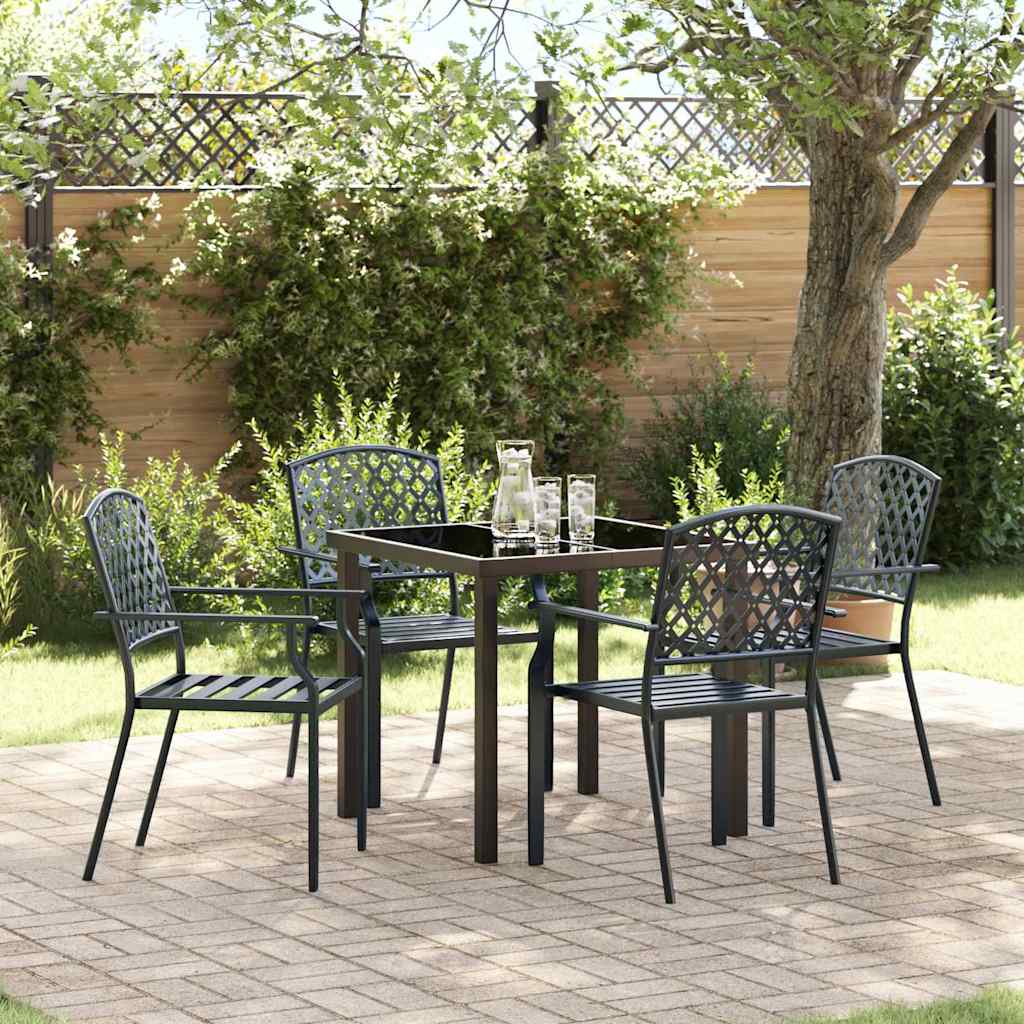 Garden Dining Set 5 pcs Anthracite Powder-Coated Steel