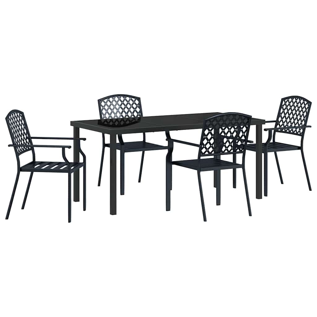 Garden Dining Set 5 pcs Anthracite Powder-Coated Steel